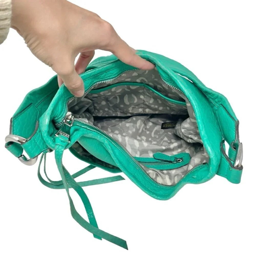 Aimee Kestenberg Good Times Teal Bubble Leather Hobo Bag